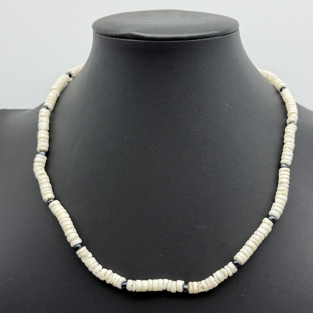 Vintage Puka Beads Beach Surfer Necklace White Sea Shell Jewelry Panama Jack 19"